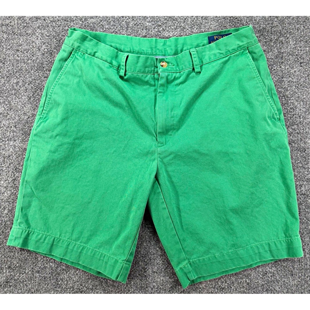 Polo Ralph Lauren Mens Green Chino Shorts 34 Classic Fit Cotton Flat Front 9"